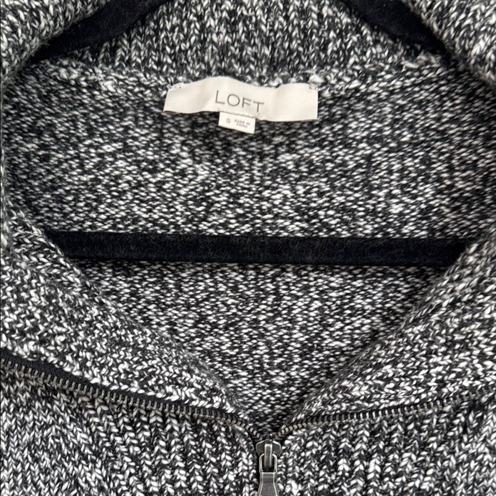 LOFT Half Zip Black and White SweaterSize Small - Picture 3 of 9